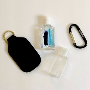 NWOT Black Neoprene Hand Sanitizer Holder Keyring